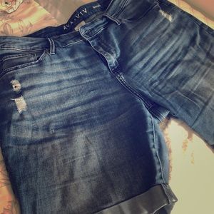 Distressed Bermuda Denim Shorts
